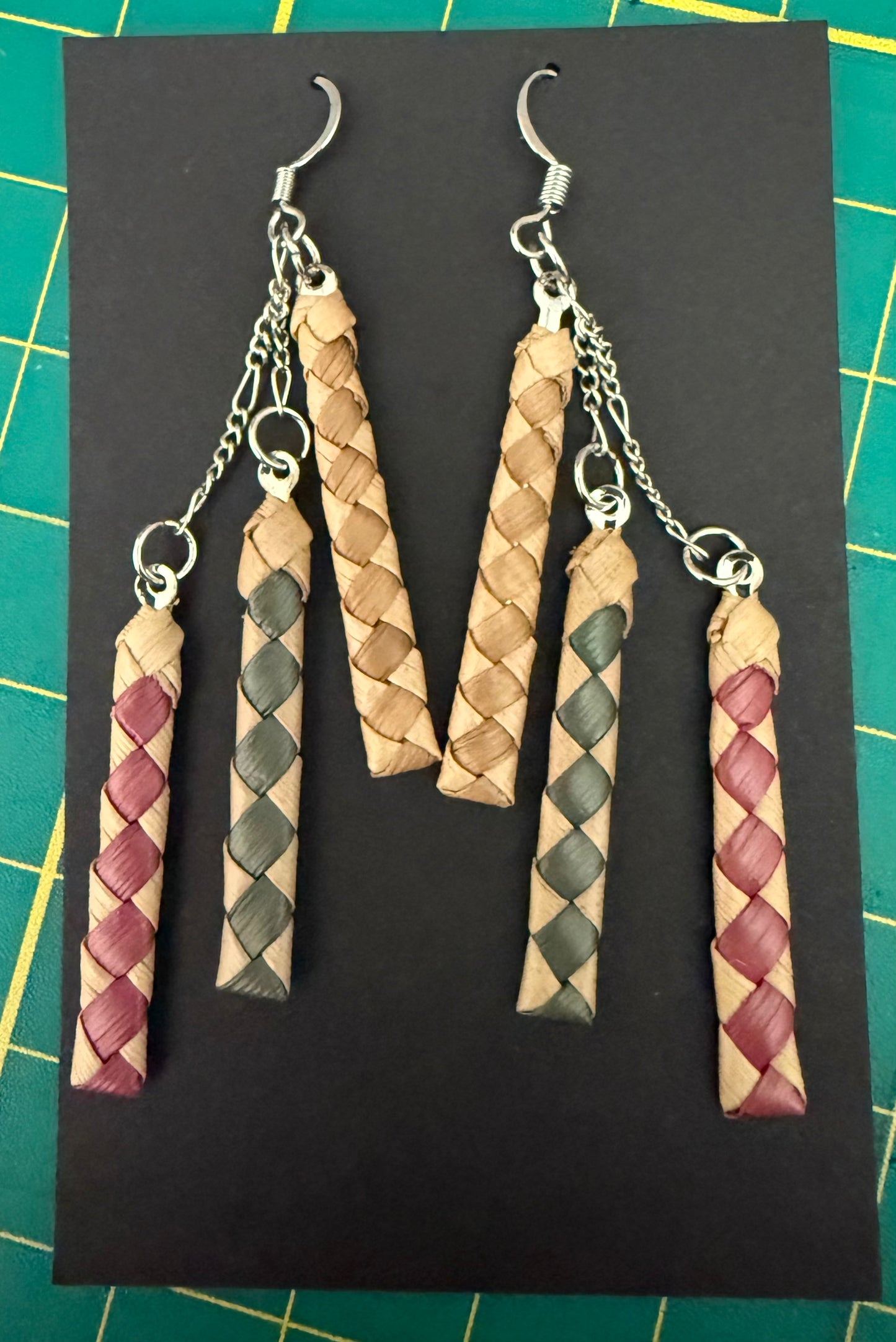 Triple 1 1/2" Dangling Lauhala Earring
