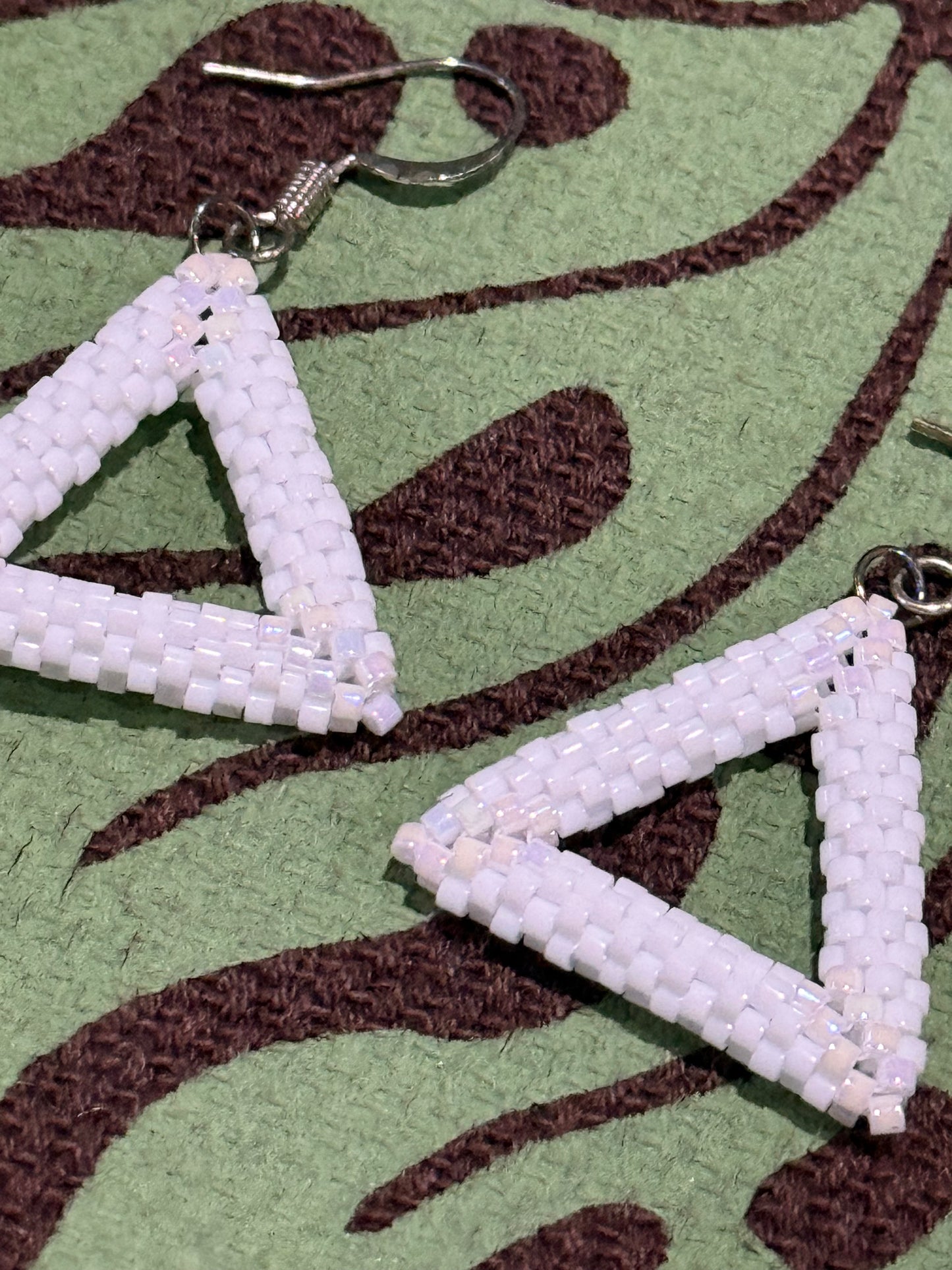 White Triangle Earring