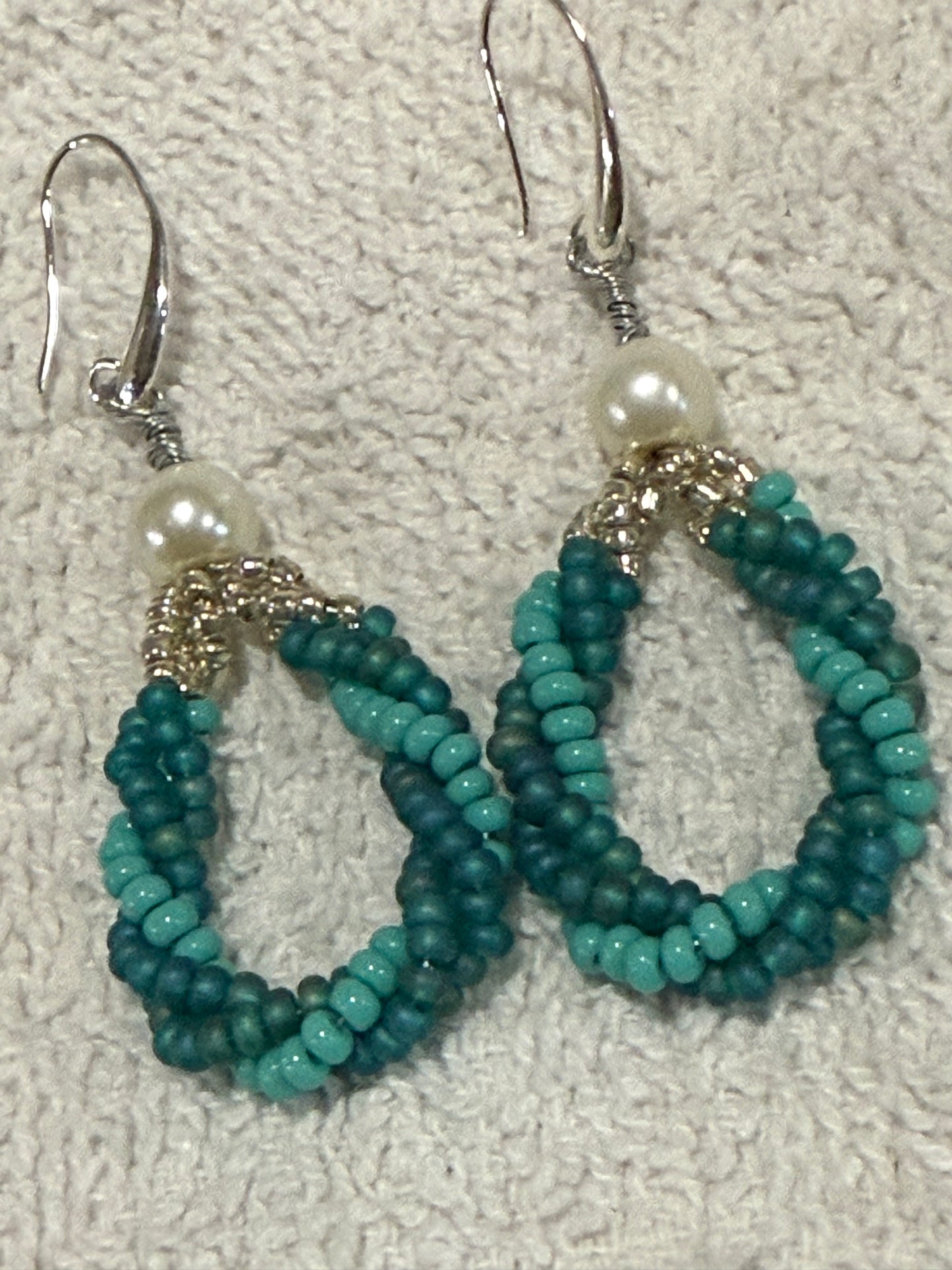 Two Tone Twisted Wire Beaded Earring