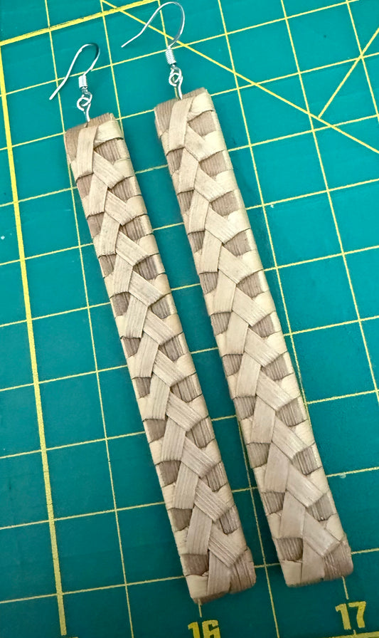 Lauhala Maile Earring 3 3/8" long