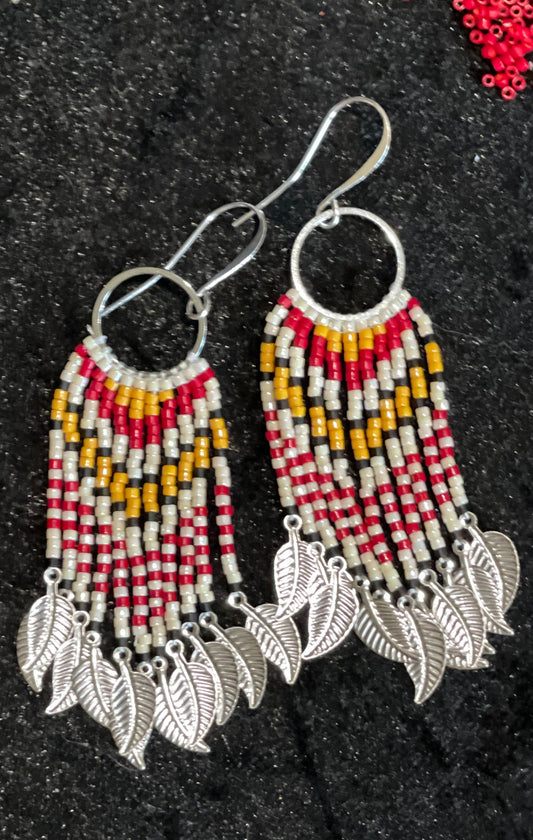 Feathery Red Fringe Earring