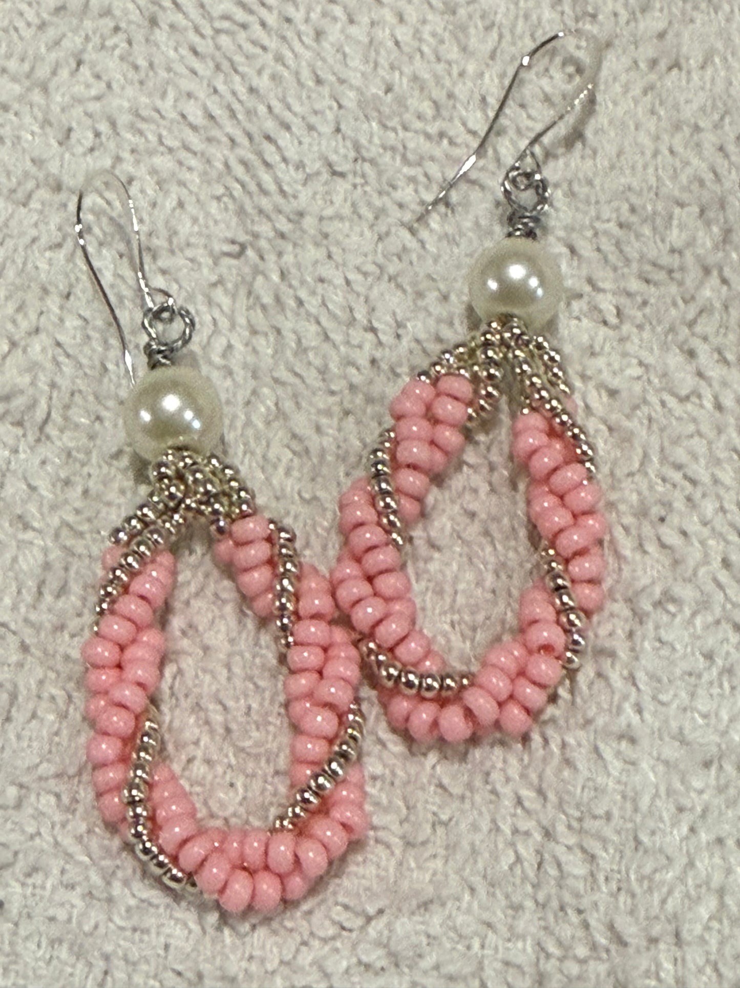 Twisted Pink Beaded Earring