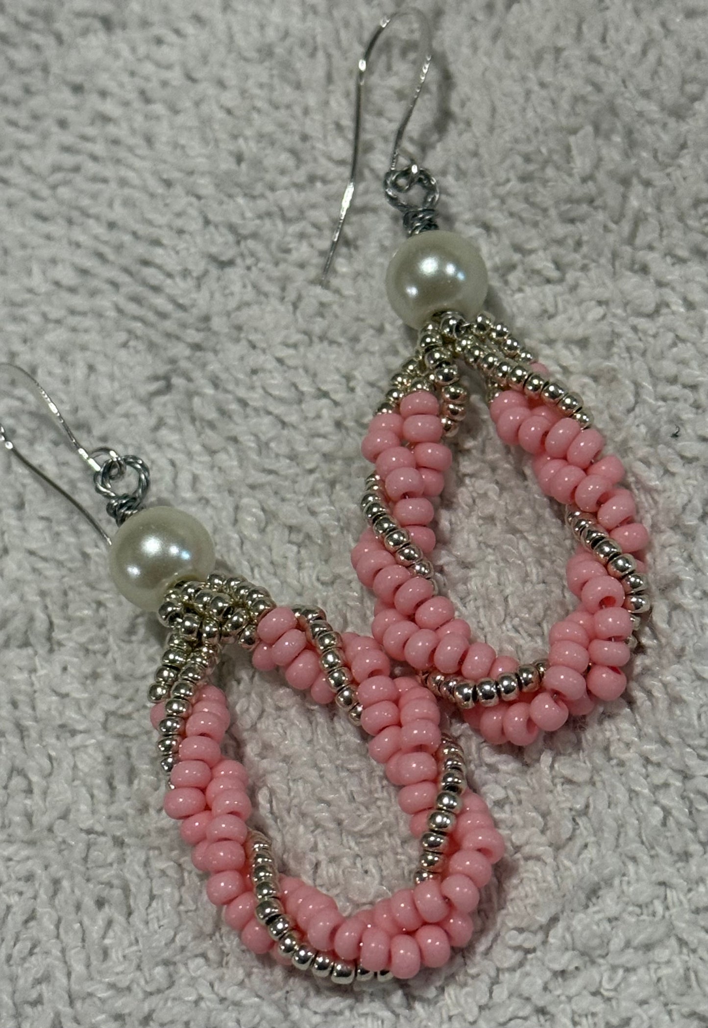 Twisted Pink Beaded Earring