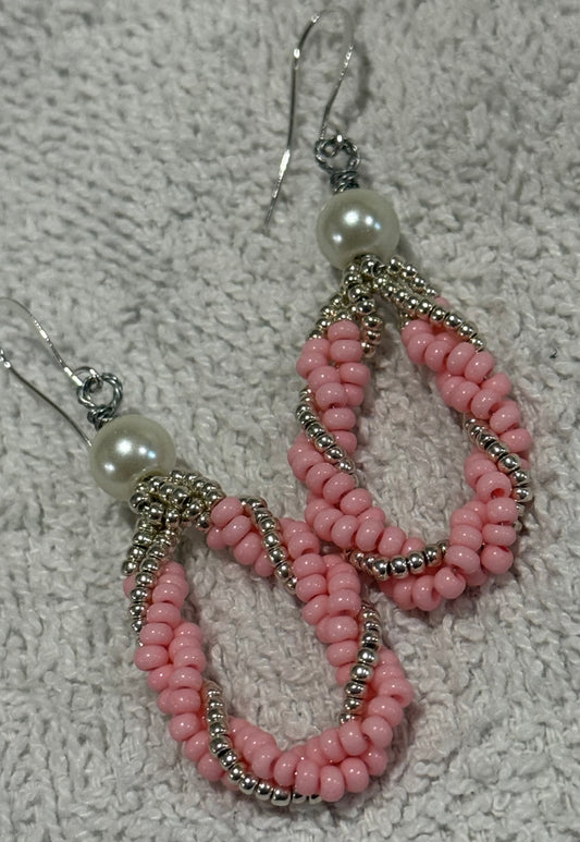 Twisted Pink Beaded Earring