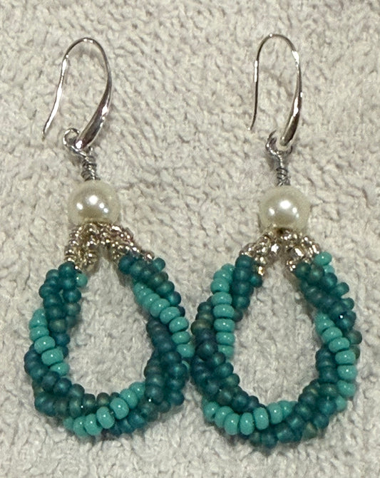 Two Tone Twisted Wire Beaded Earring