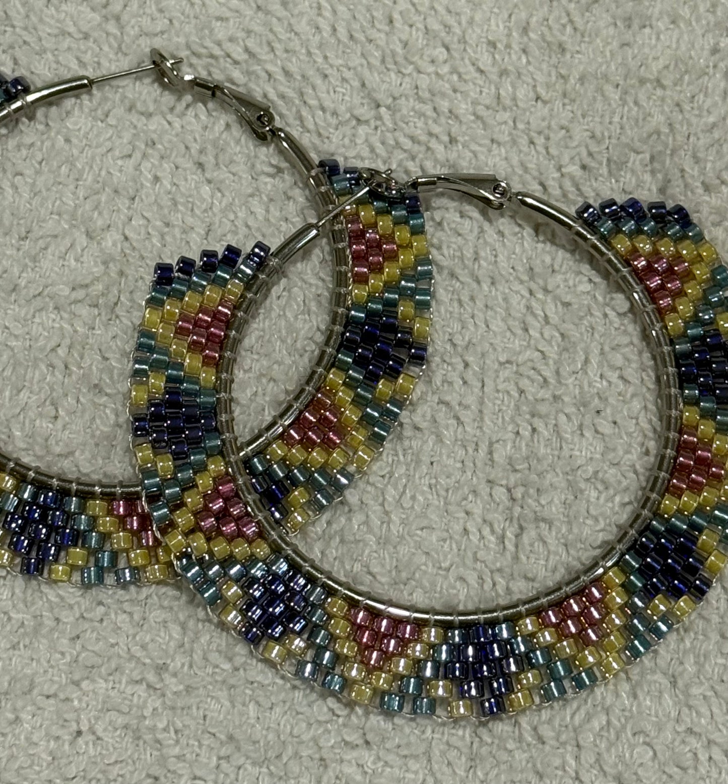 50mm Hoop Flat Beaded Earrings