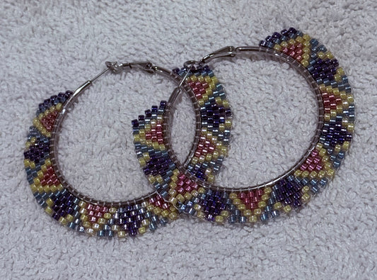 50mm Hoop Flat Beaded Earrings
